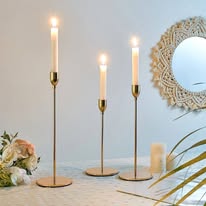 Modern Golden Candle Holder Set - 3 Pieces