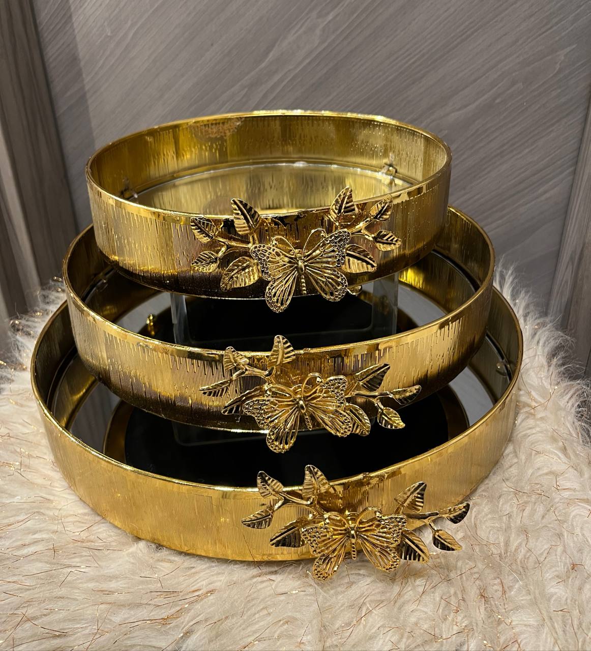 3-Piece Butterfly Tray Set