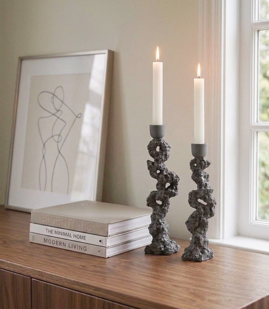 Textured Ceramic Candle Holder