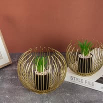 Nordic Golden Sphere Planter Stand