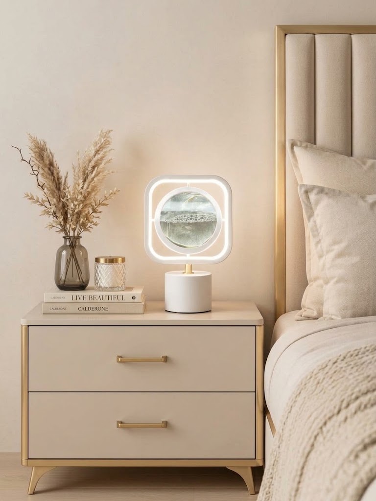 Modern Geometric LED Table Lamp with Moving
