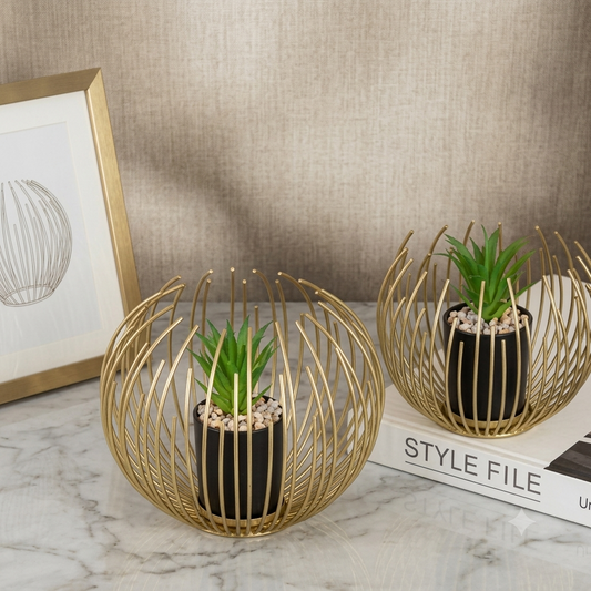 Nordic Golden Sphere Planter Stand