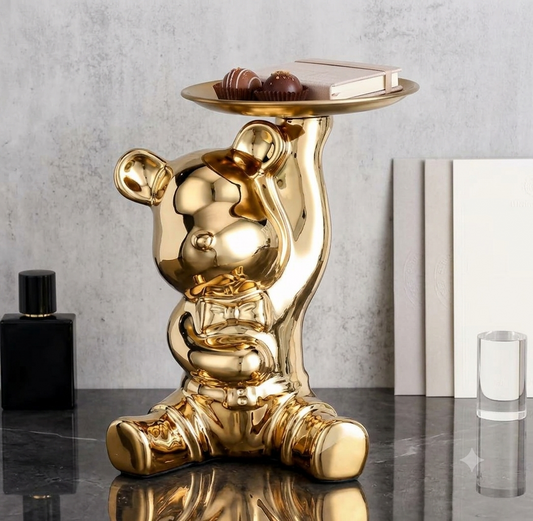 Golden Bear Modern Decorative Tray Statue