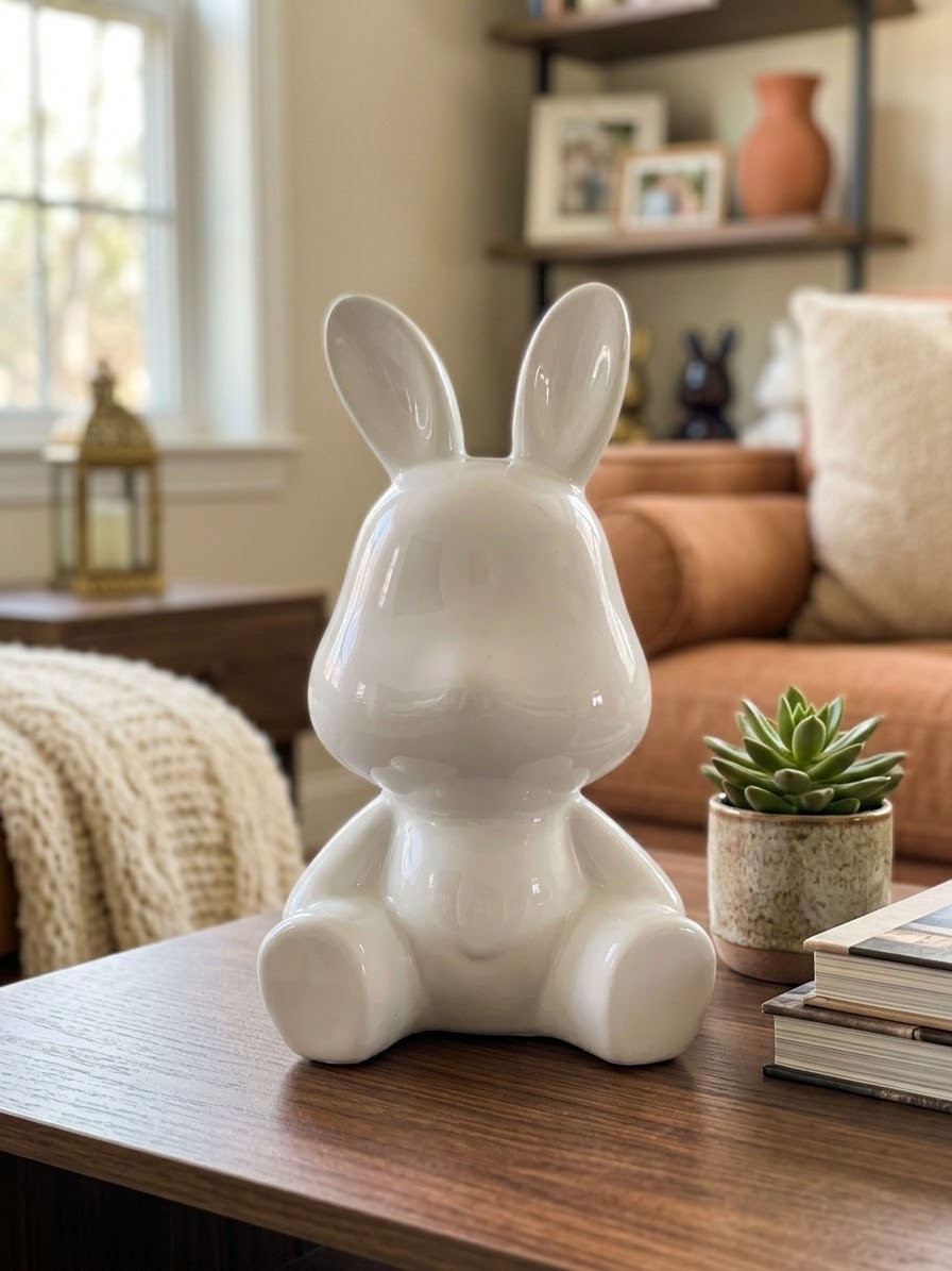 Glossy Ceramic Bunny Figurine