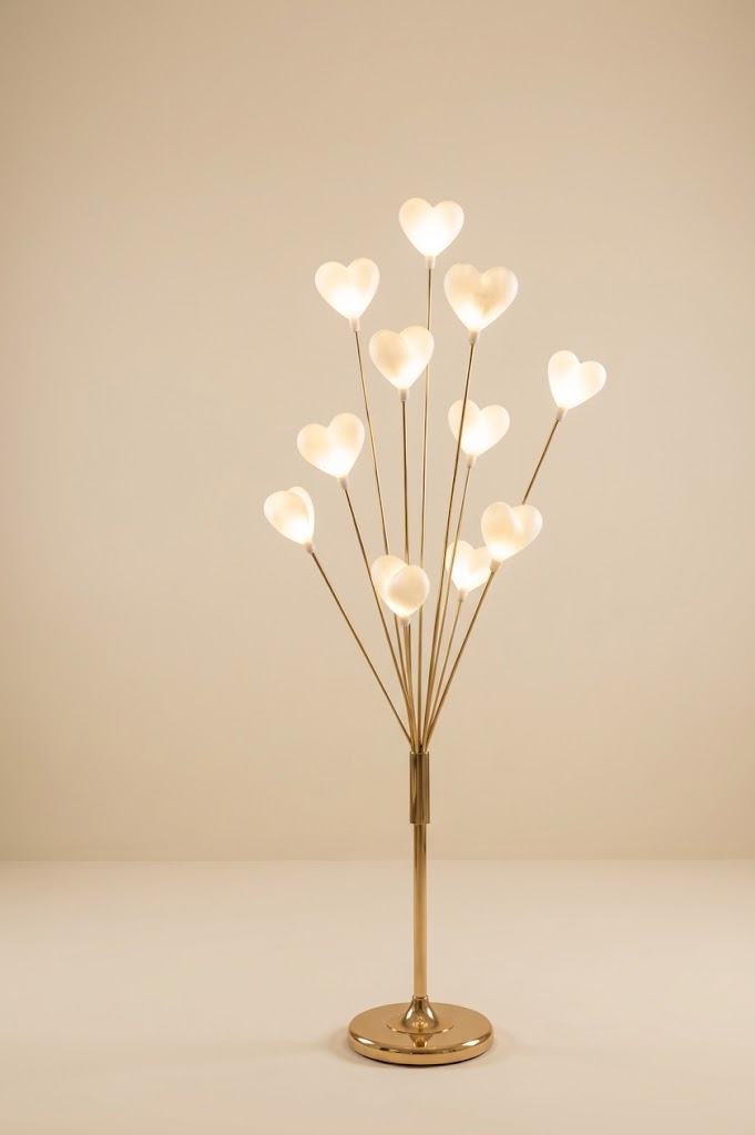 Luxury Gold Floor Lamp with 11 Glowing Hearts