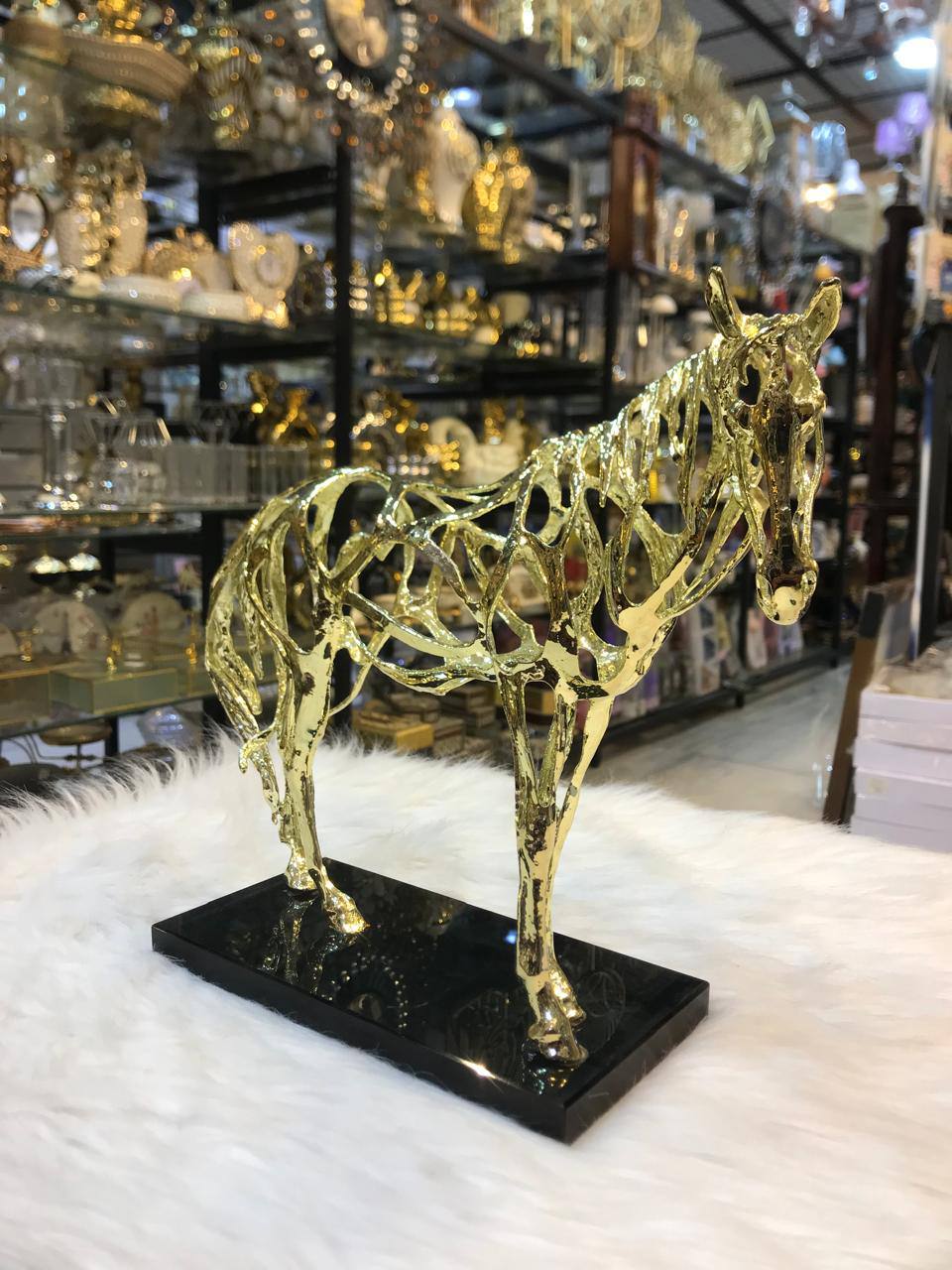 Golden Hollow Horse Statue