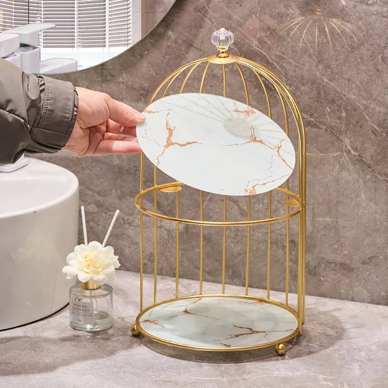 Classic Marble & Gold Cosmetic Organizer