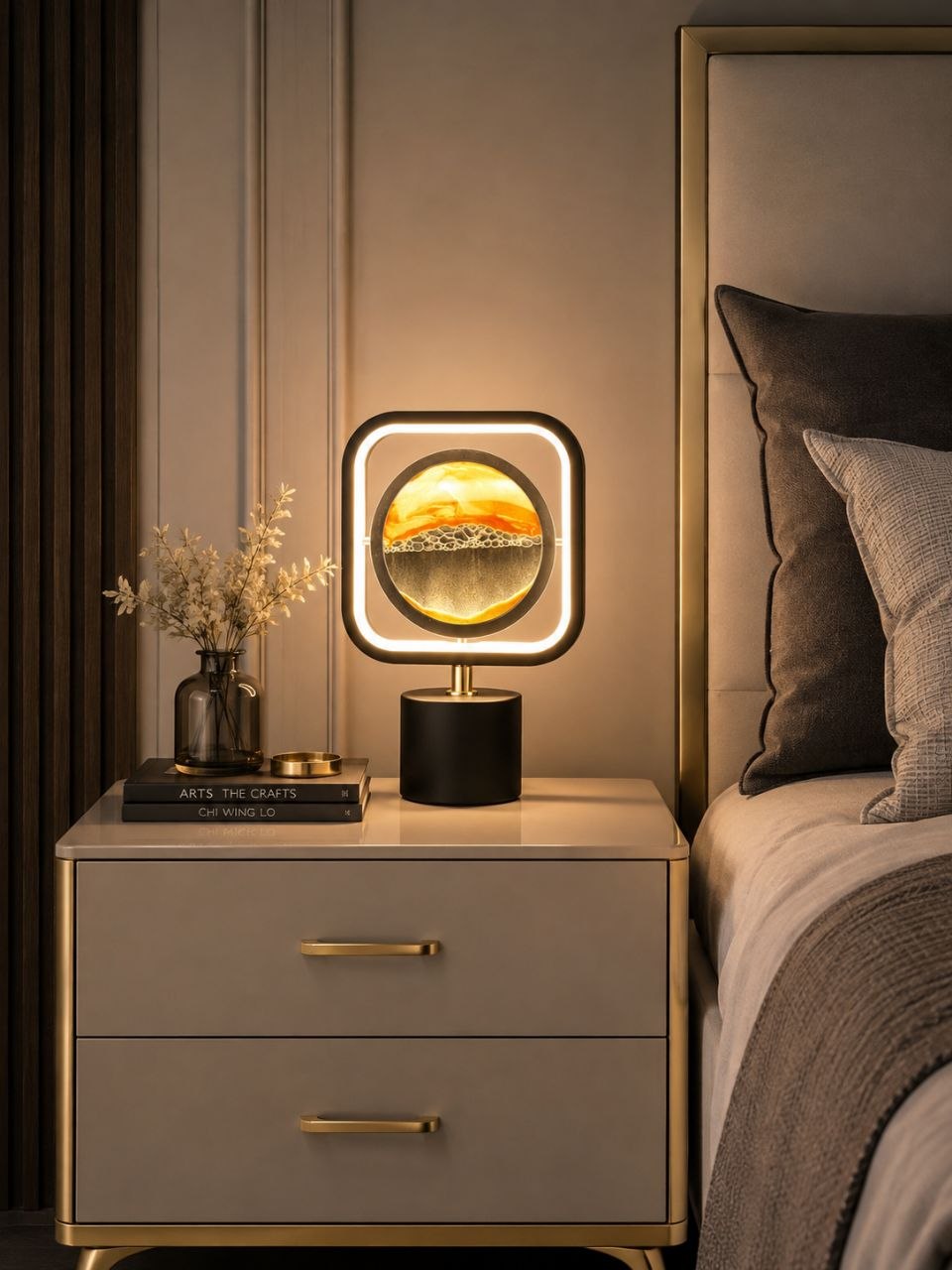 Modern Geometric LED Table Lamp with Moving