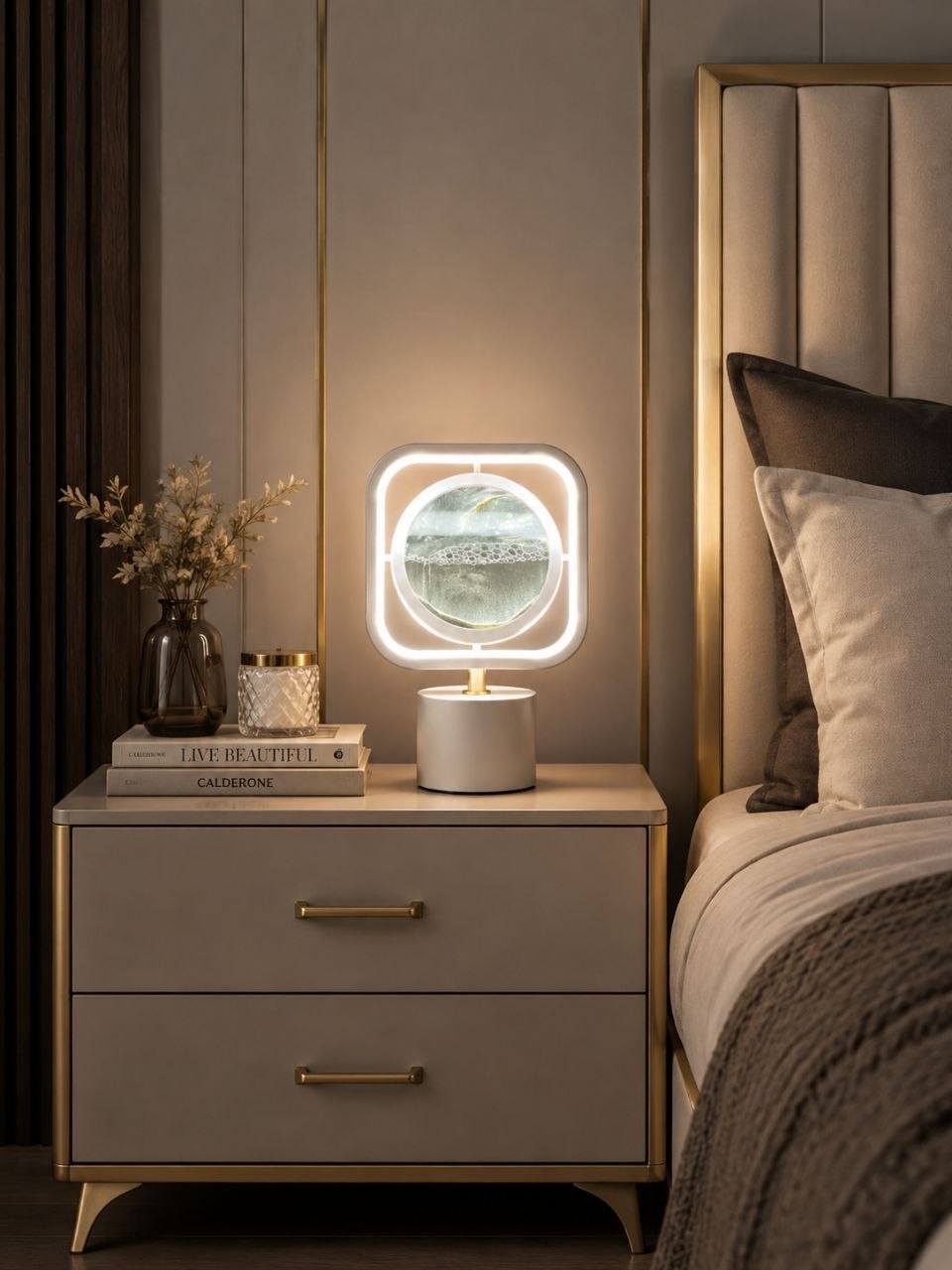 Modern Geometric LED Table Lamp with Moving