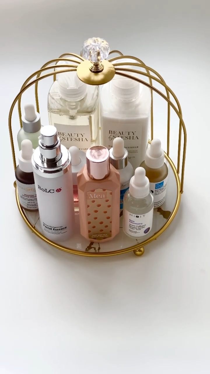 Classic Marble & Gold Cosmetic Organizer