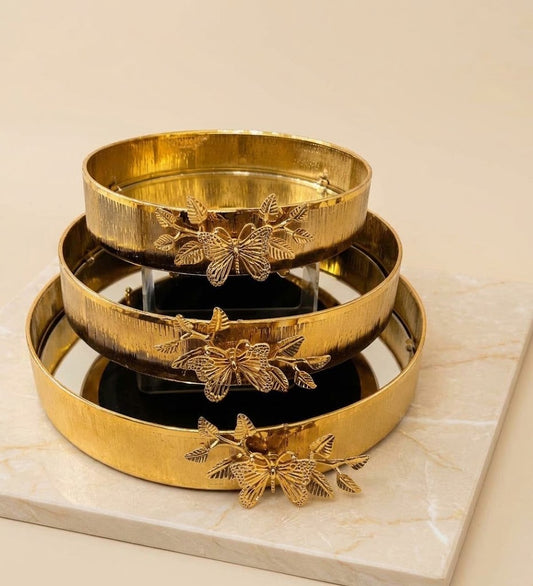 3-Piece Butterfly Tray Set