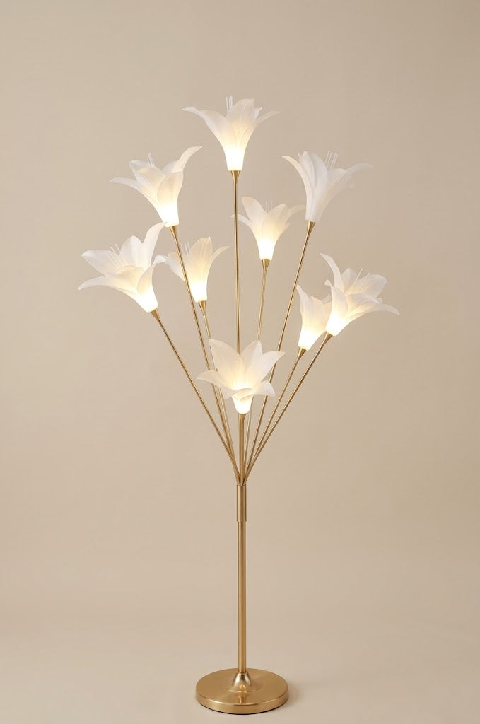 Luxury Gold Floor Lamp with 9 Tulip Blossoms
