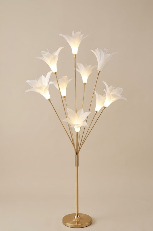 Luxury Gold Floor Lamp with 9 Tulip Blossoms